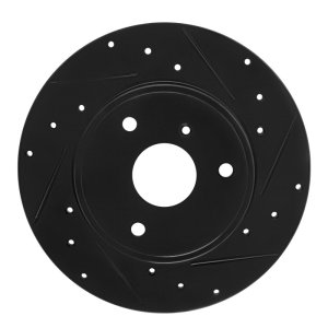 Smart Fortwo Brake Rotor (1) - Front Right - R1 Concepts - Drilled & Slotted - Black - `05-`16